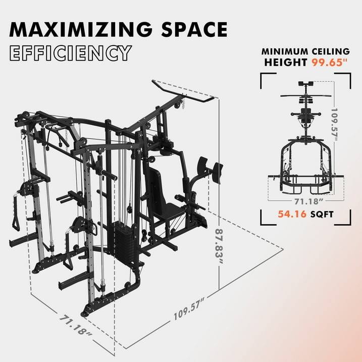 Mikolo Smith Machine Power Cage, Multi Function Home Gym System