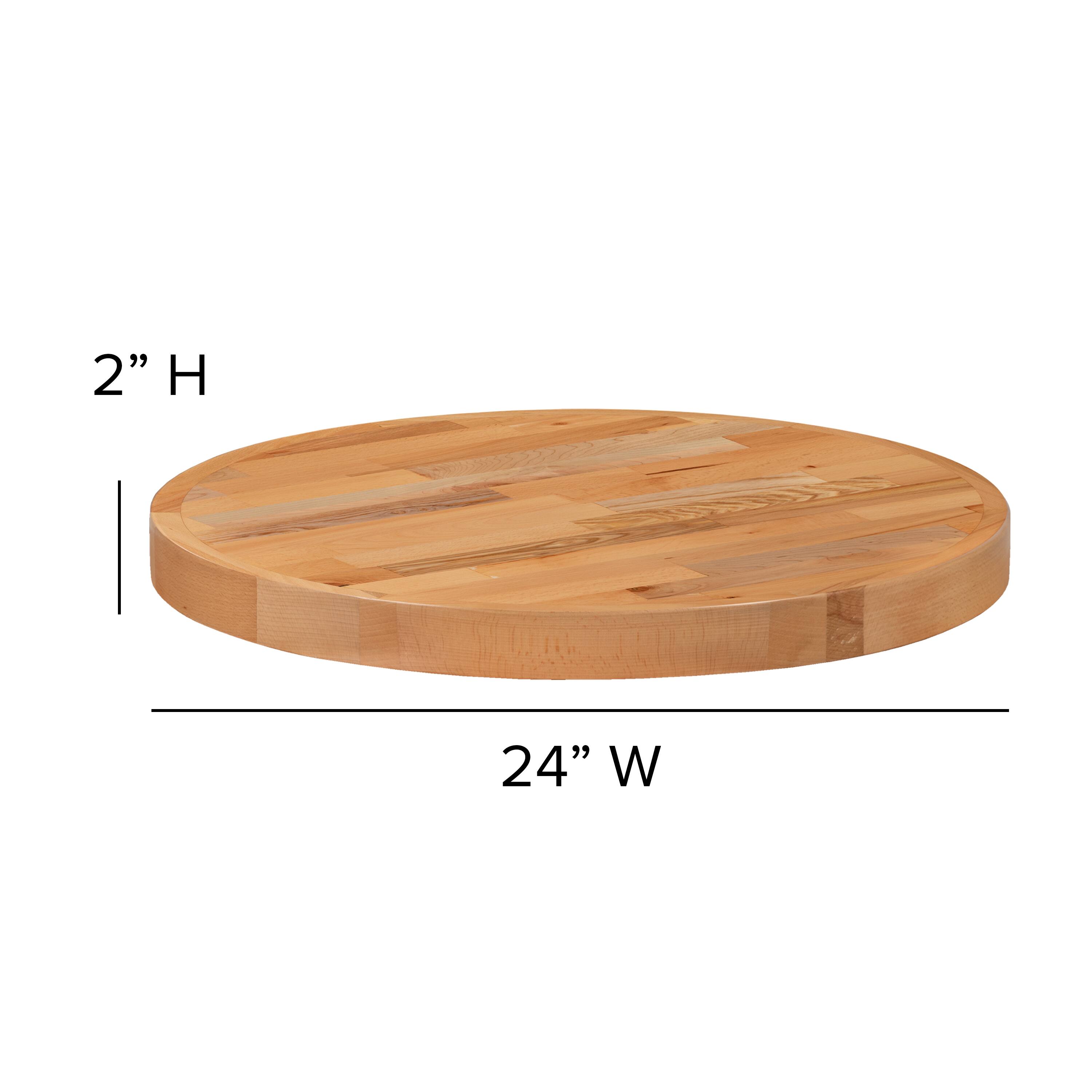 Alt View 3. Emma + Oliver - Round Butcher Block Style Table Top - Restaurant Table Top - Natural.
