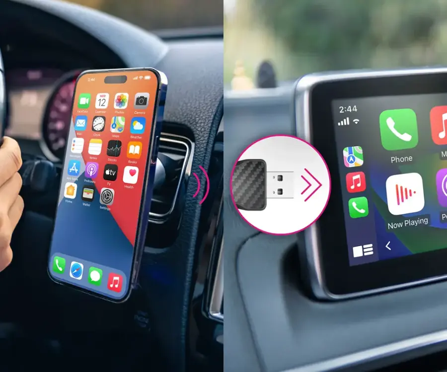 The text on the image reads: "2:44 lt. WE 12 FaceTime Calendar Photos Camera . Mail Clutter Mailbox Stocks Books TV Podcasts TV Health 9 TV POR Son Podcasts TV Health 1 2:44 A Phone J M Miie Wallet Settings Now Playing P < START ENGINE STOP".