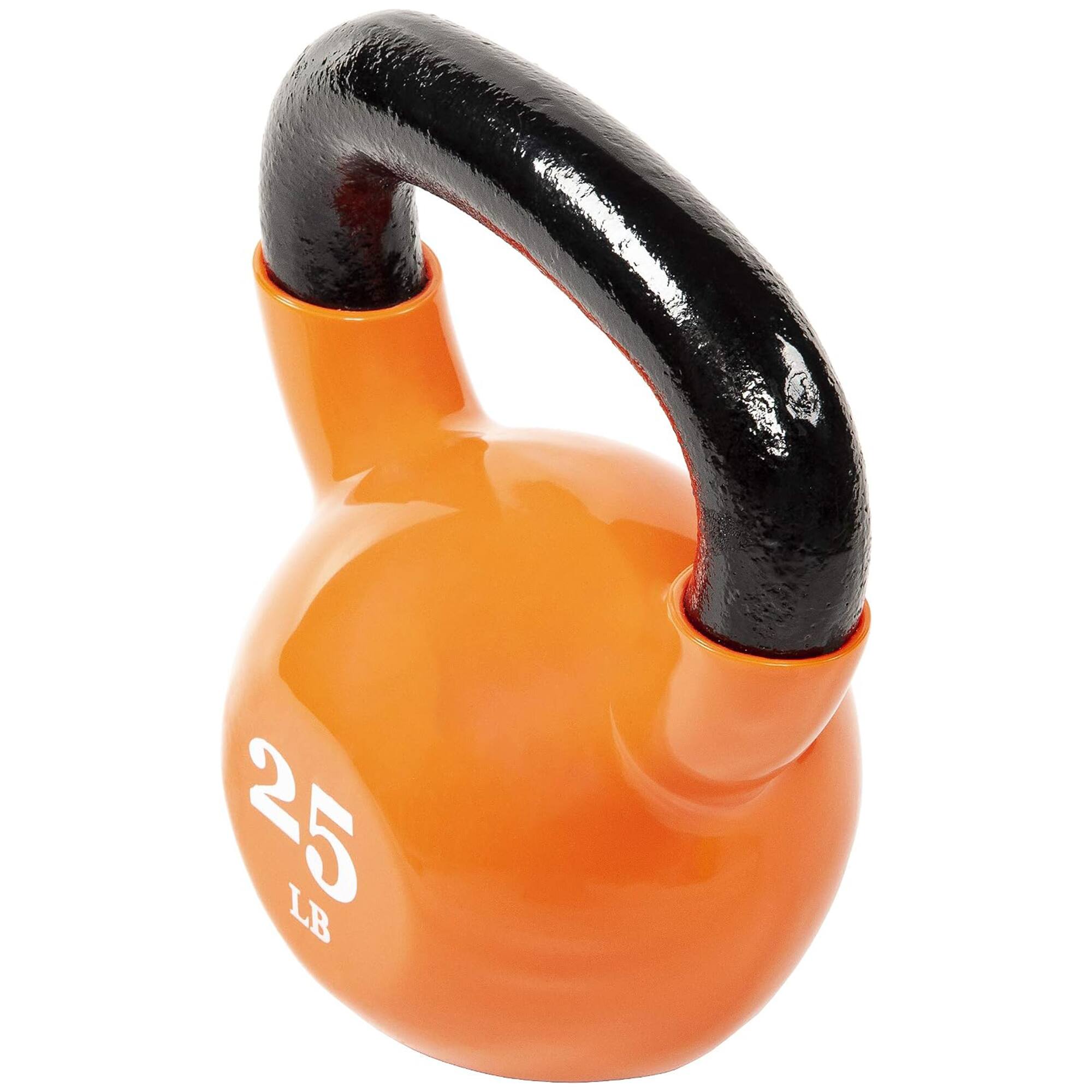 Alt View 10. Fitvids - Fitvids 25 lb Vinyl-Coated Kettlebell Weight for Strength Training, Orange - Orange.