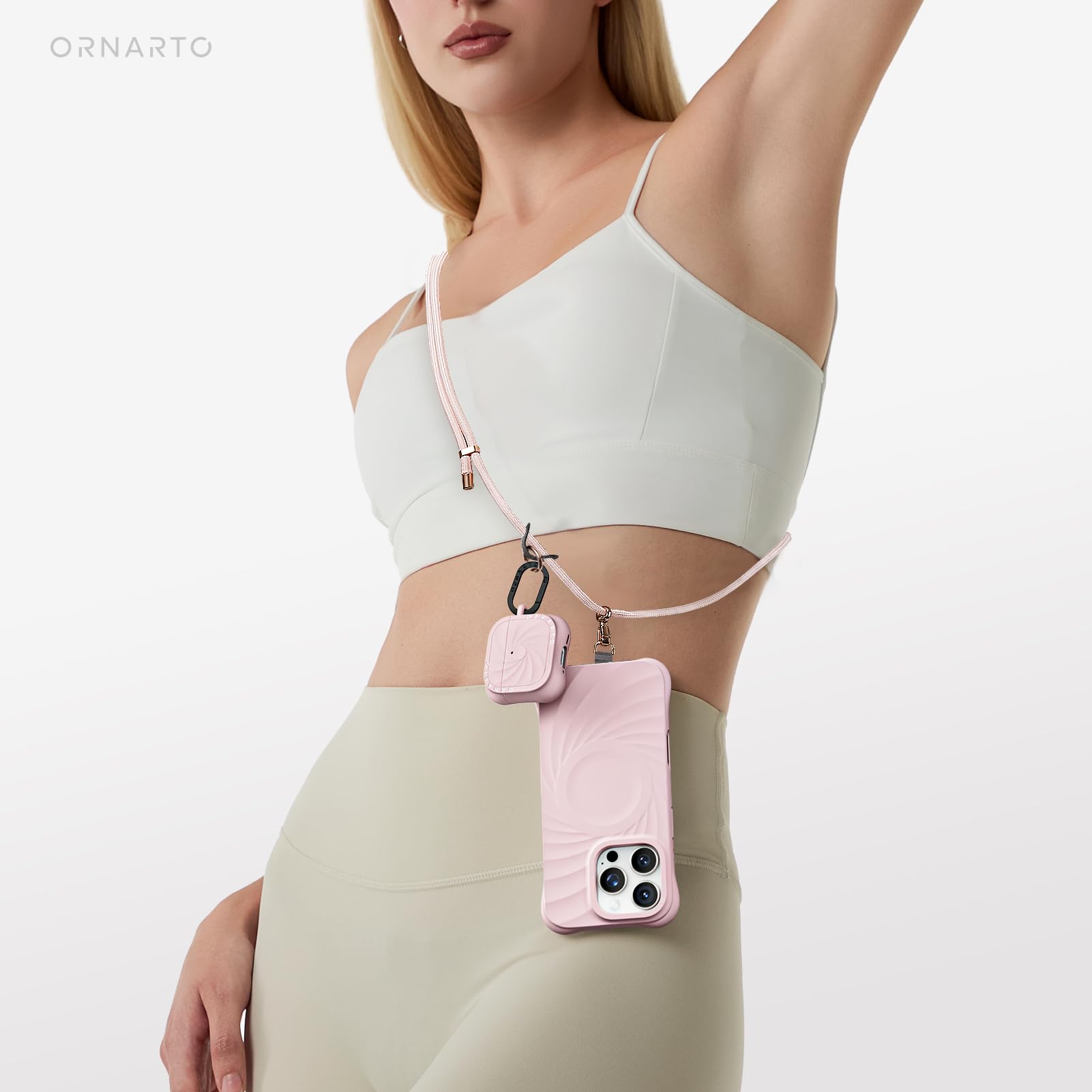 Alt View 4. Ornarto - ORNARTO Vortuxe for AirPods 4 Case, Sleek Vortex Design Liquid Silicone Drop Protection Phone Case - Chalk Pink - Chalk Pink.