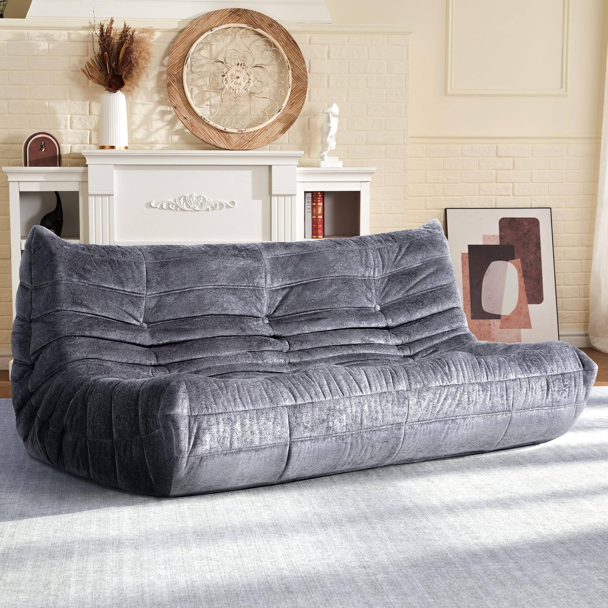 Luxury Velvet-grey 3-Seater