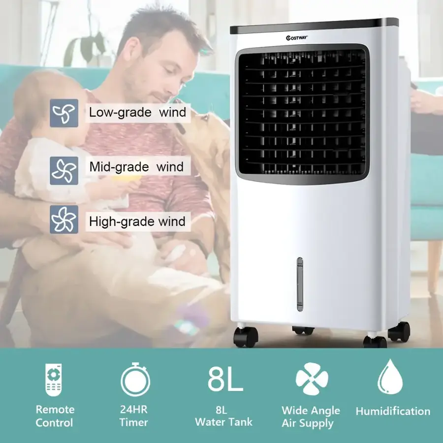 GOSTWAY Low-grade wind Mid-grade wind High-grade wind Remote Control 24HR Timer 8L Water Tank Wide Angle Humidification Air Supply