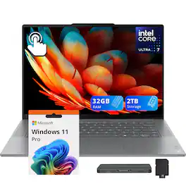 Lenovo - Yoga Slim 7i Aura Edition 15.3" 3K Touch Laptop,Ultra 7 258V,32GB RAM,1TB SSD+1TB Dock,Backlit,Win 11 Pro,Grey - Gray