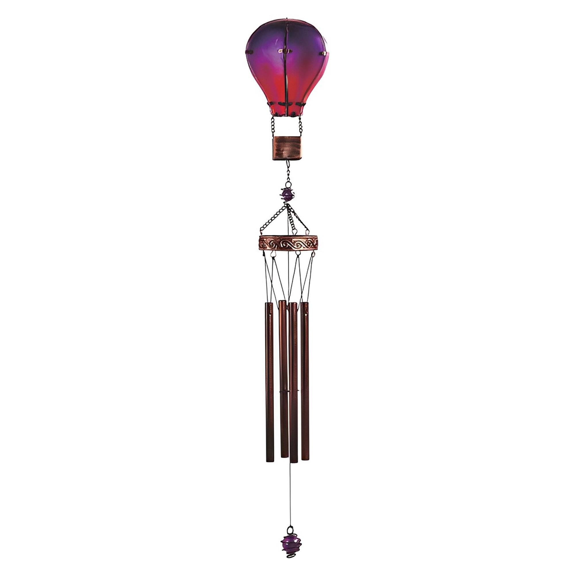 FC Design - 36" Long Purple Glass Air Balloon Wind Chime Outdoor Patio or Garden Hanging Decoration - Multi-Color