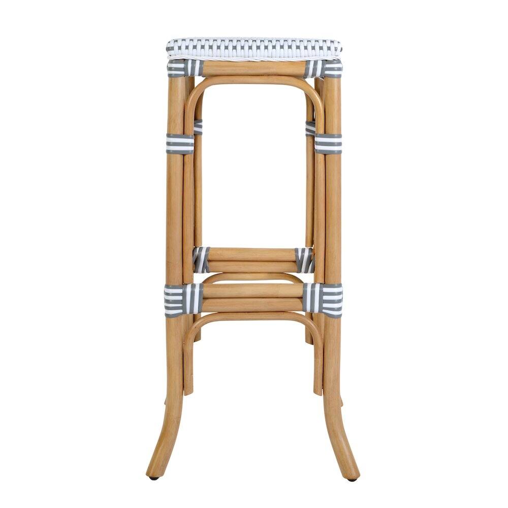 Angle. Butler Specialty - Laguna 30.5 in. Seat Height Rectangular Rattan Backless Bar Stool White and Gray - White And Gray.