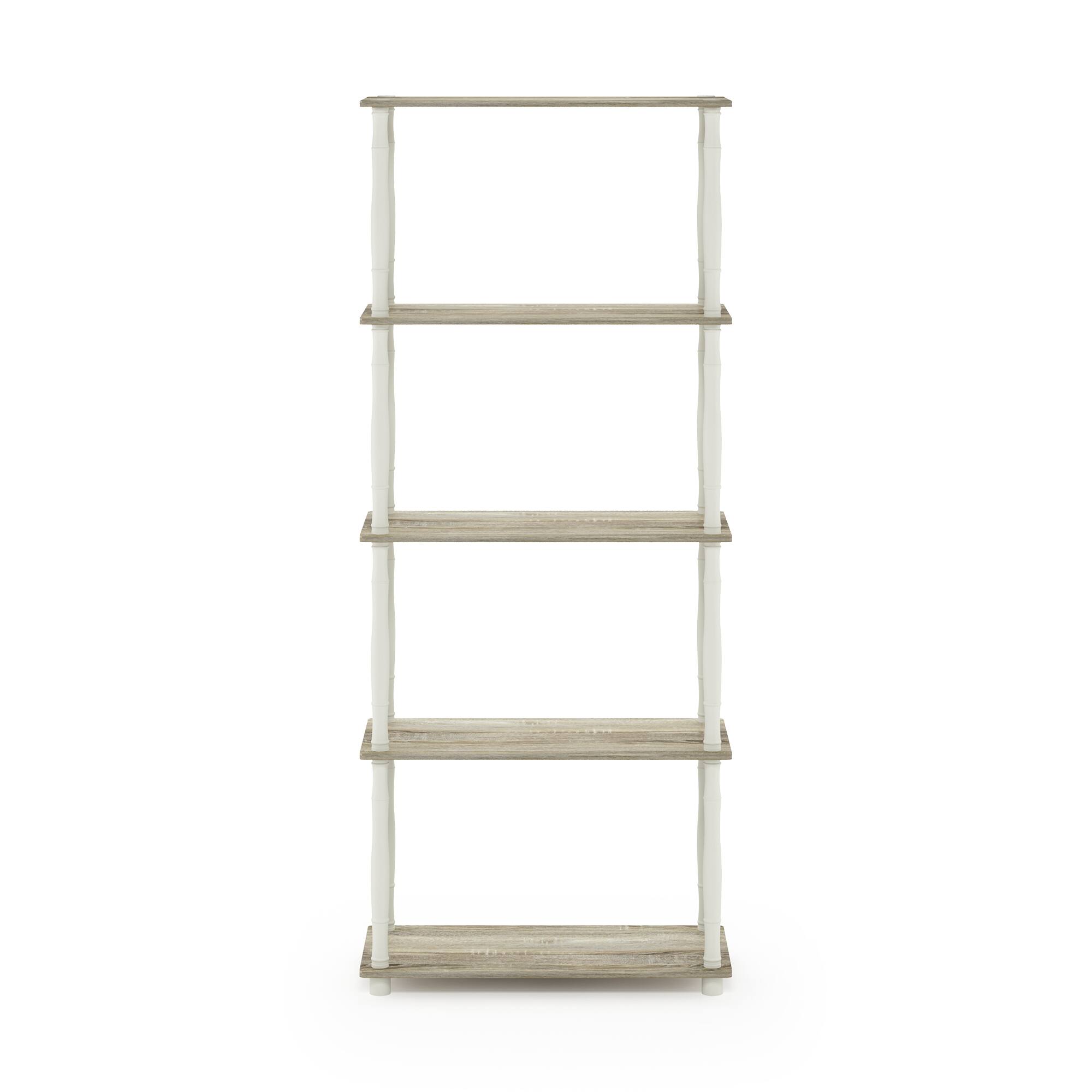 Alt View 2. Furinno - Turn-N-Tube 5-Tier Multipurpose Shelf Display Rack with Classic Tubes, Sonoma Oak/White - Sonoma Oak/White.
