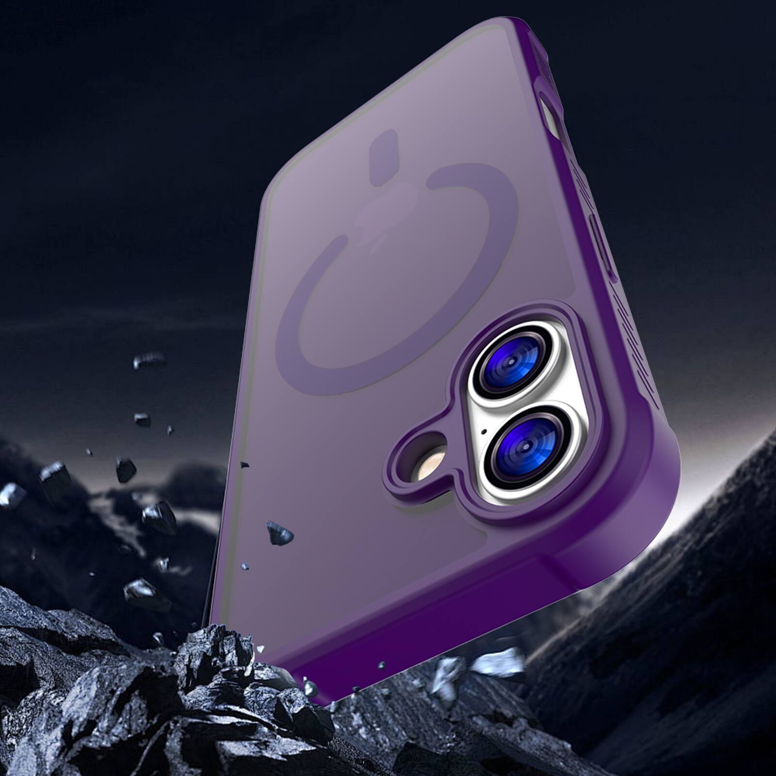 Alt View 1. Dteck - Magnetic for iPhone 17 Case, Compatible with MagSafe, Military Grade Drop Protection Translucent Matte Phone Cover - Purple.