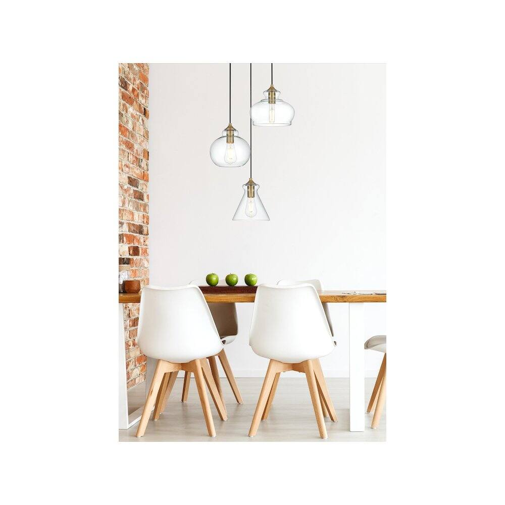 Alt View 2. Living District - Destry 18.5 Inch Pendant Clear Shade in Satin Gold - Satin Gold And Clear.