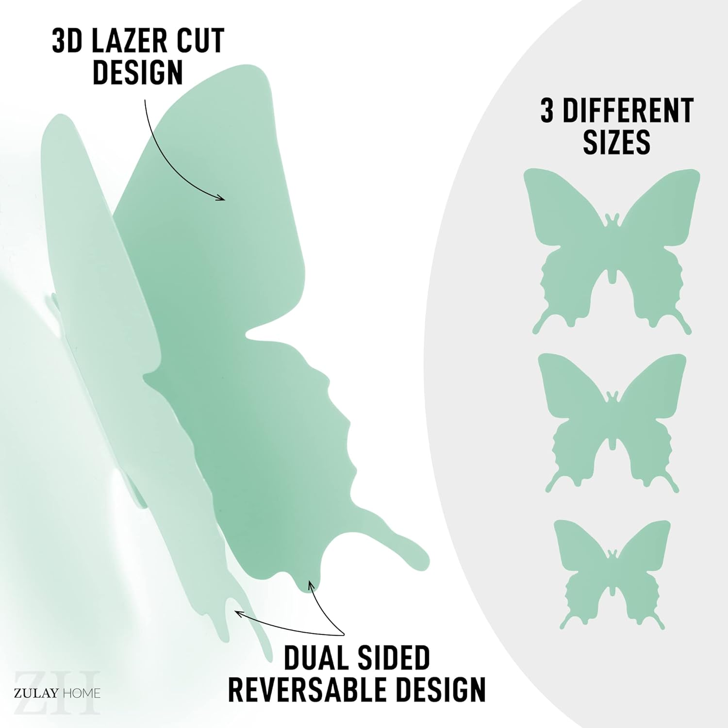 3D LAZER CUT DESIGN, 3 DIFFERENT SIZES, DUAL SIDED REVERSABLE DESIGN, ZULAY HOME