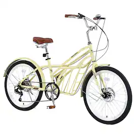 Anysun - 6 Speed, Steel Frame, Multiple Colors 24 Inch Bike,Commuter Bike for Adults - Yellow
