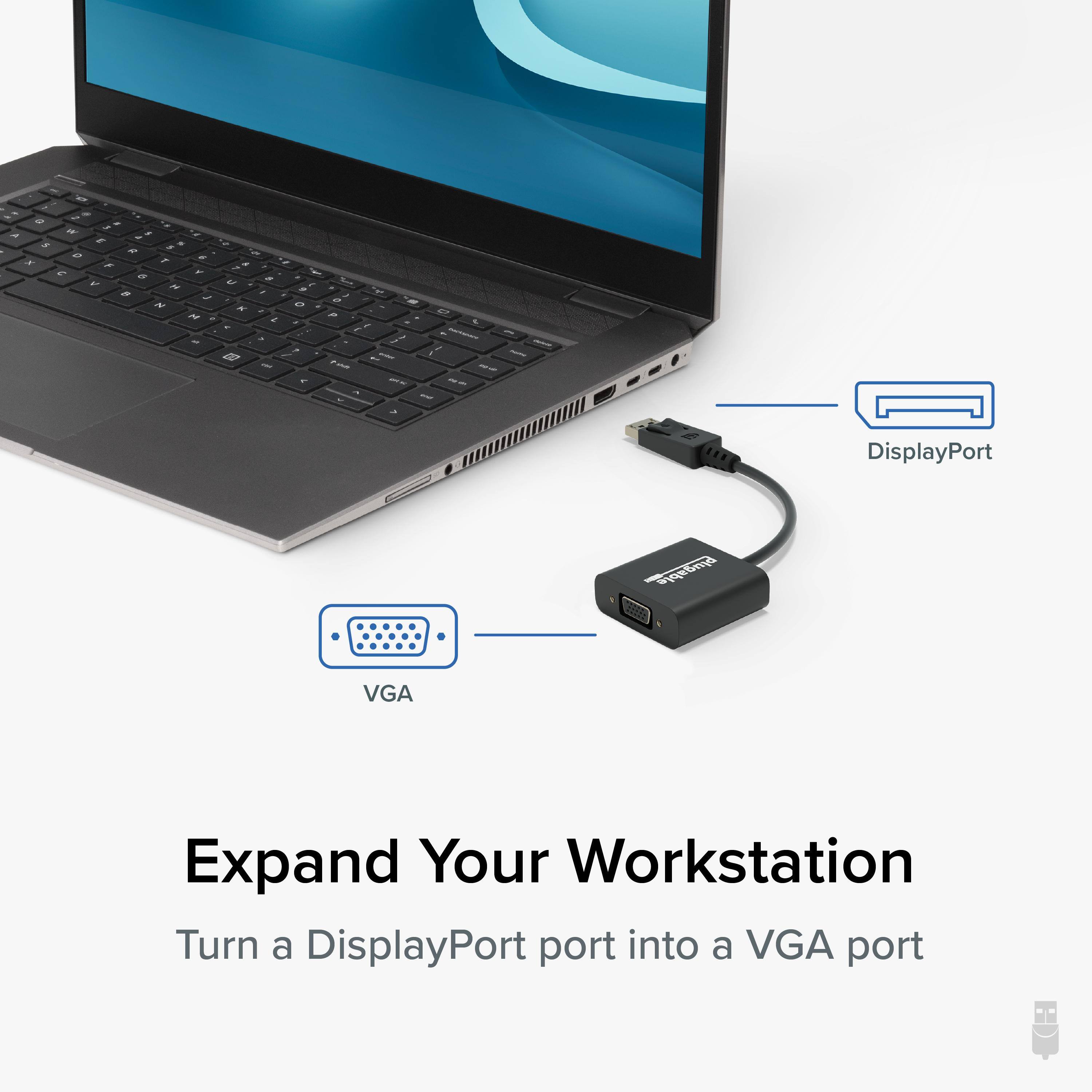 Expand Your Workstation
Turn a DisplayPort port into a VGA port