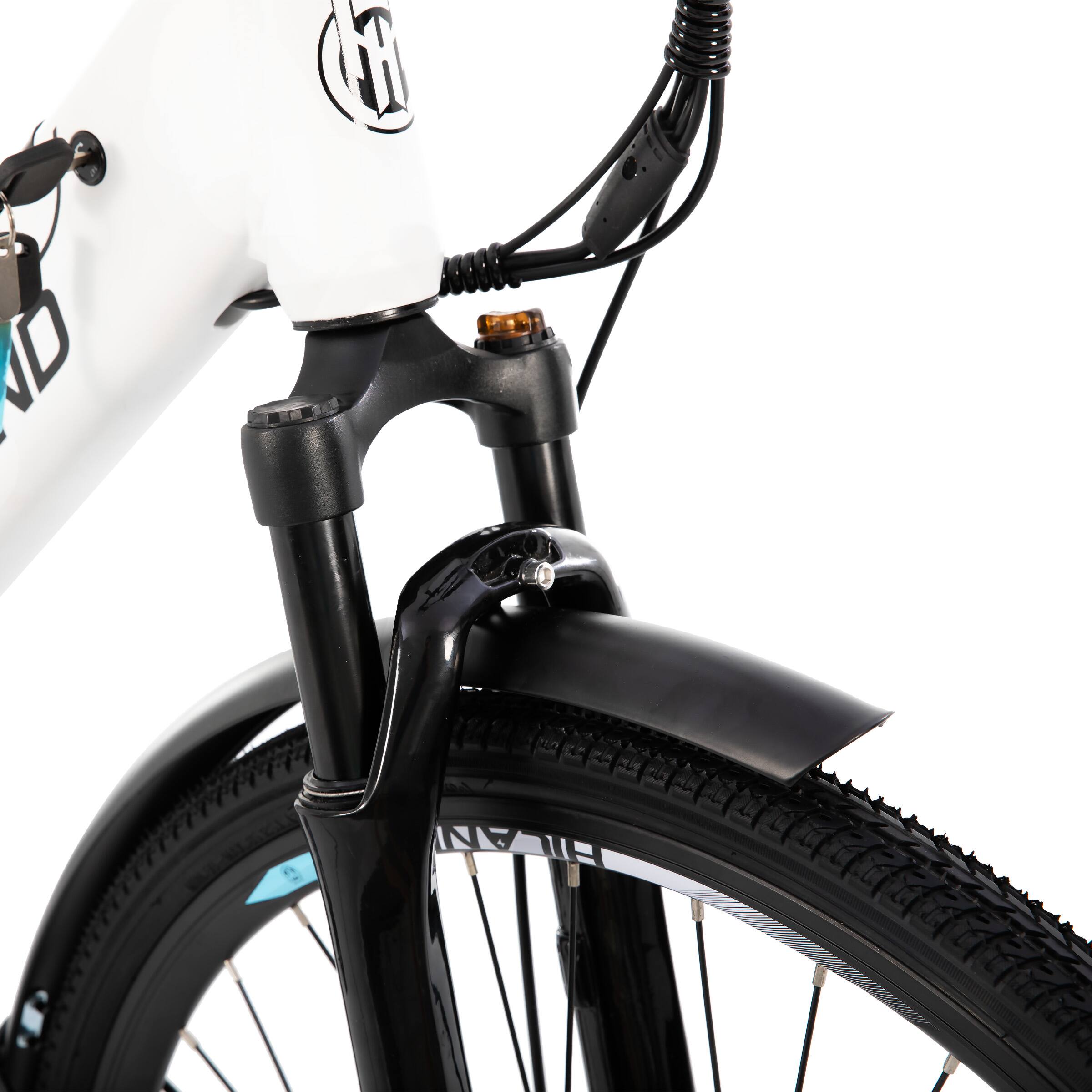 Alt View 7. HILAND - HILAND Electric Bike for Adults 350W, 700C EBike for Men Women, 7-Speed Commuter Cruiser Electric Bicycle, 20 MPH, White - White.