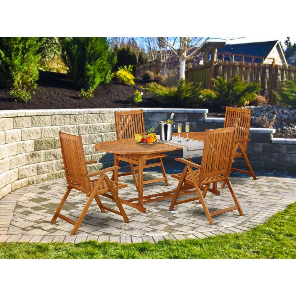 Back. East West Furniture - Wooden Patio Set Natural Oil - Brown.