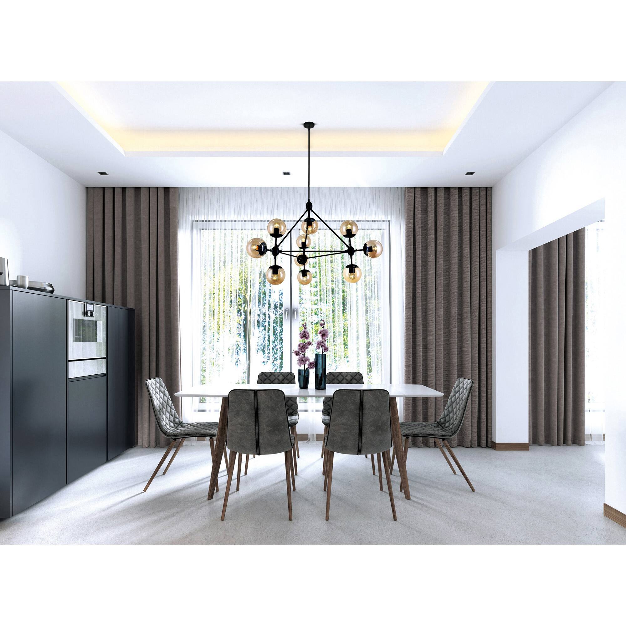 Alt View 2. CWI Lighting - Glow 10 Light Chandelier With Black Finish - Black.