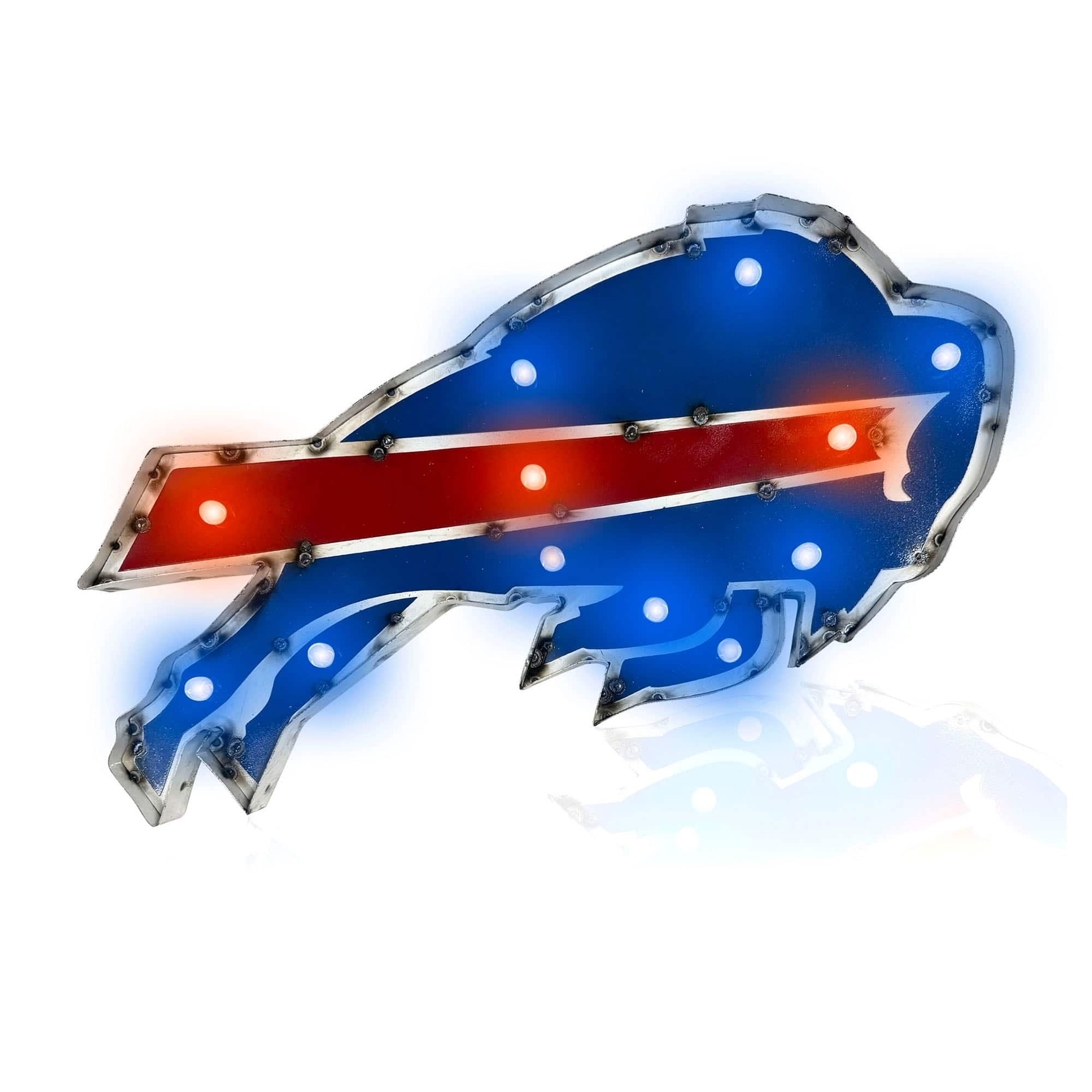 Front. Imperial - Buffalo Bills Logo Lighted Recycled Metal Sign - Blue.