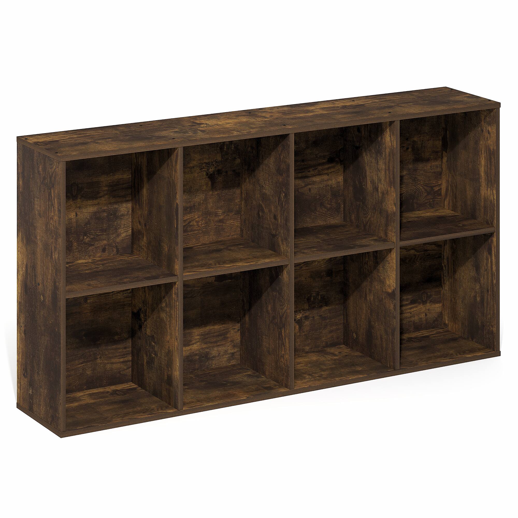 Alt View 7. Furinno - LUDER Book Shelf, 8-Cube Bookshelf, Bookcase with Open Shelves, 9.5 x 24.6 x 47 - Amber Pine.
