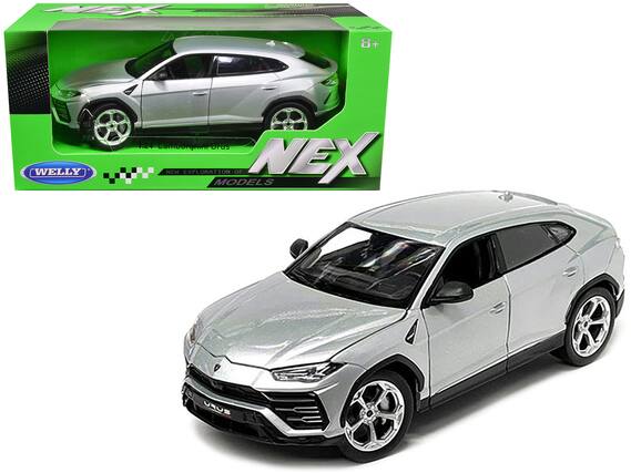 Sure, here is the corrected text:
- "WELLY"
- "NEW EXPLORATION MODELS"
- "NEX"
- "1:24 Lamborghini Urus"
- "8+"