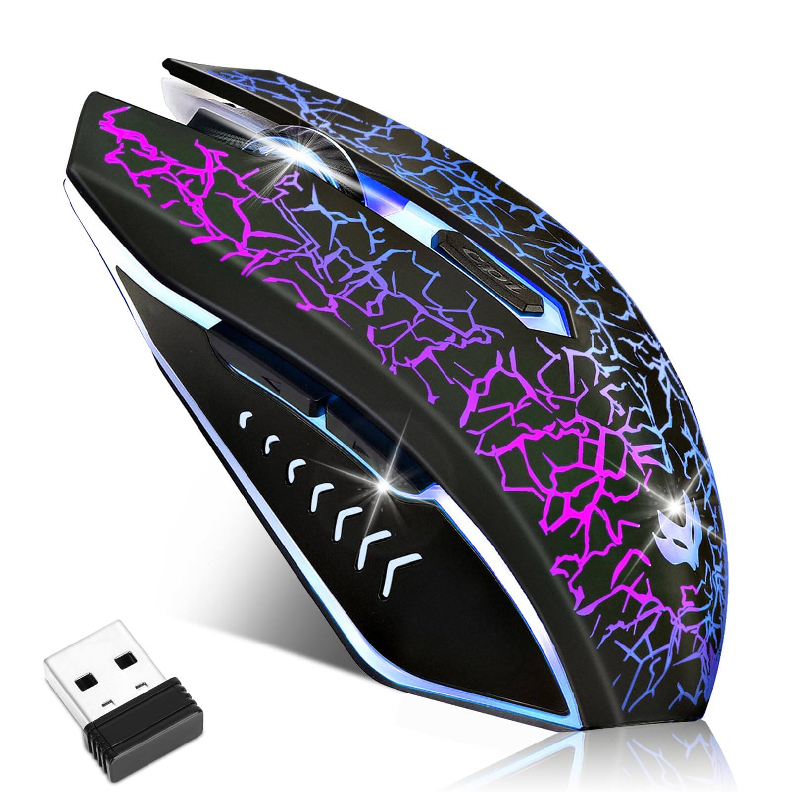 The text on the image is not clearly visible, but it appears to be a gaming mouse with a USB receiver. There is no text to correct or group.