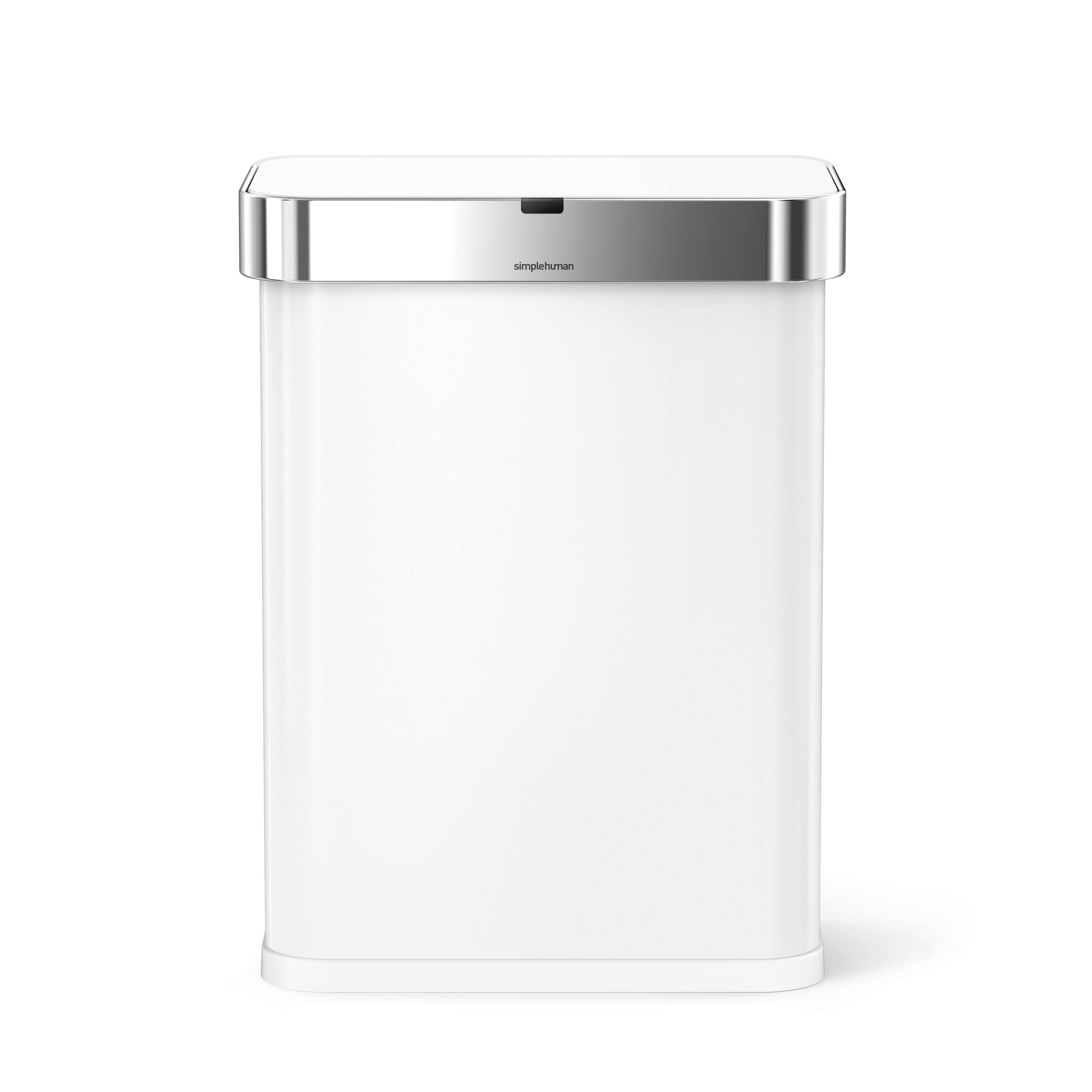 Alt View 1. simplehuman - 58L rectangular sensor can with voice and motion control, white steel - White.