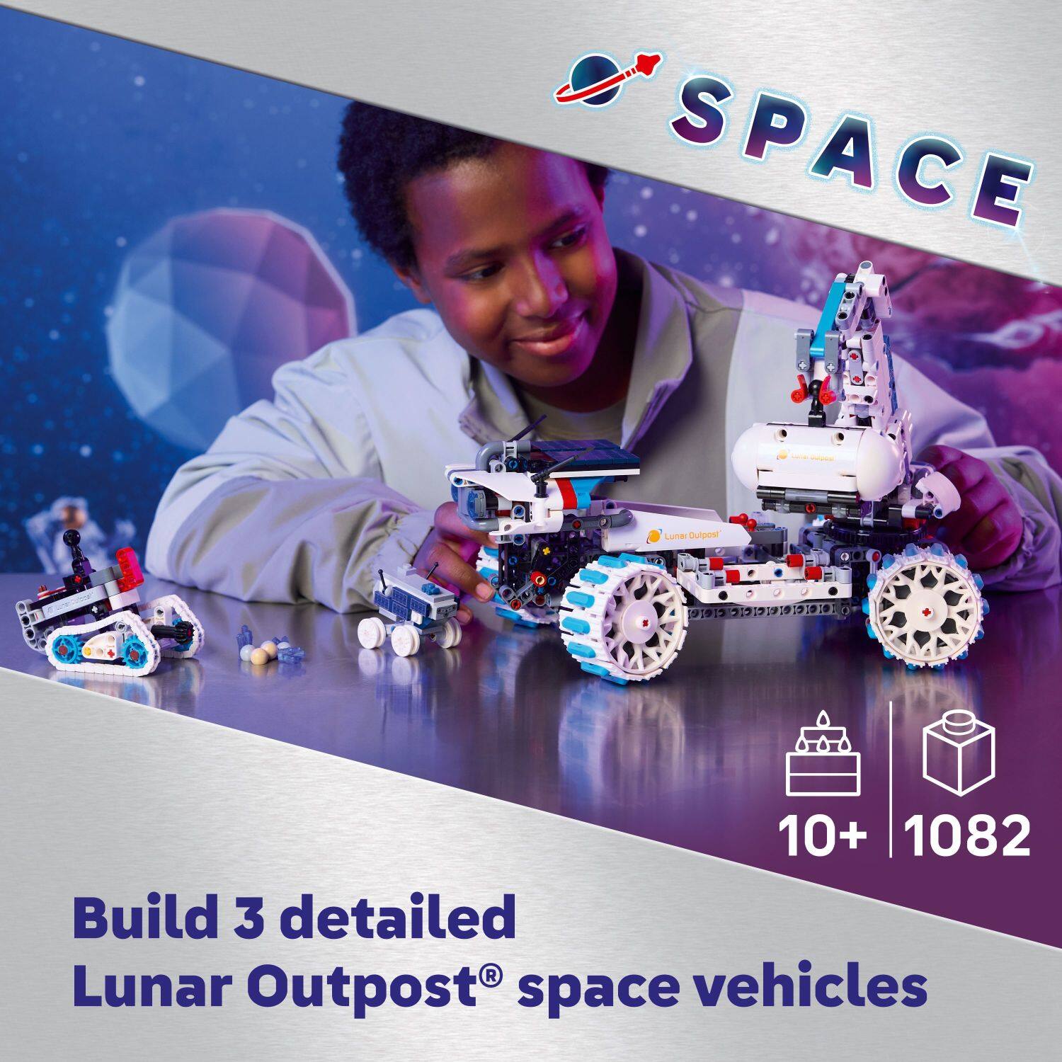 SPACE, Build 3 detailed Lunar Outpost® space vehicles, 10+, 1082