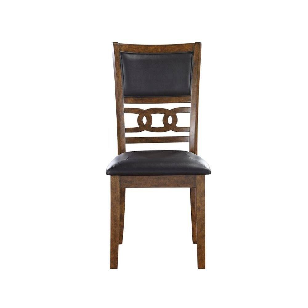 Angle. FurniFact - Faux Leather Dining Chairs Set of 2 Contemporary Brown - Brown.