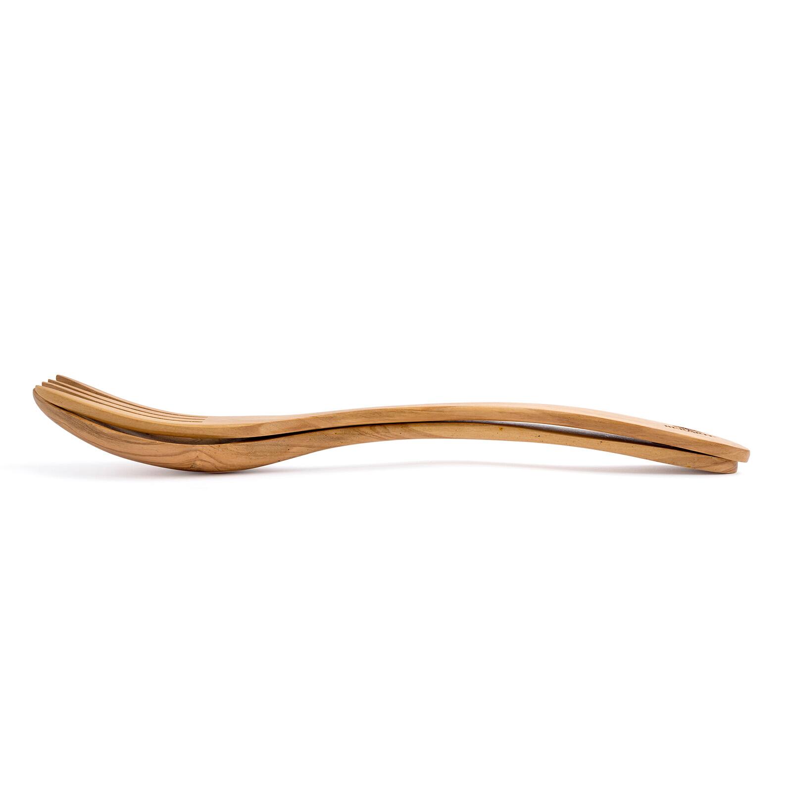 Alt View 1. Berard - Handcrafted Olive Wood 2 Piece Salad Serving Set, 12 Inch - Brown.