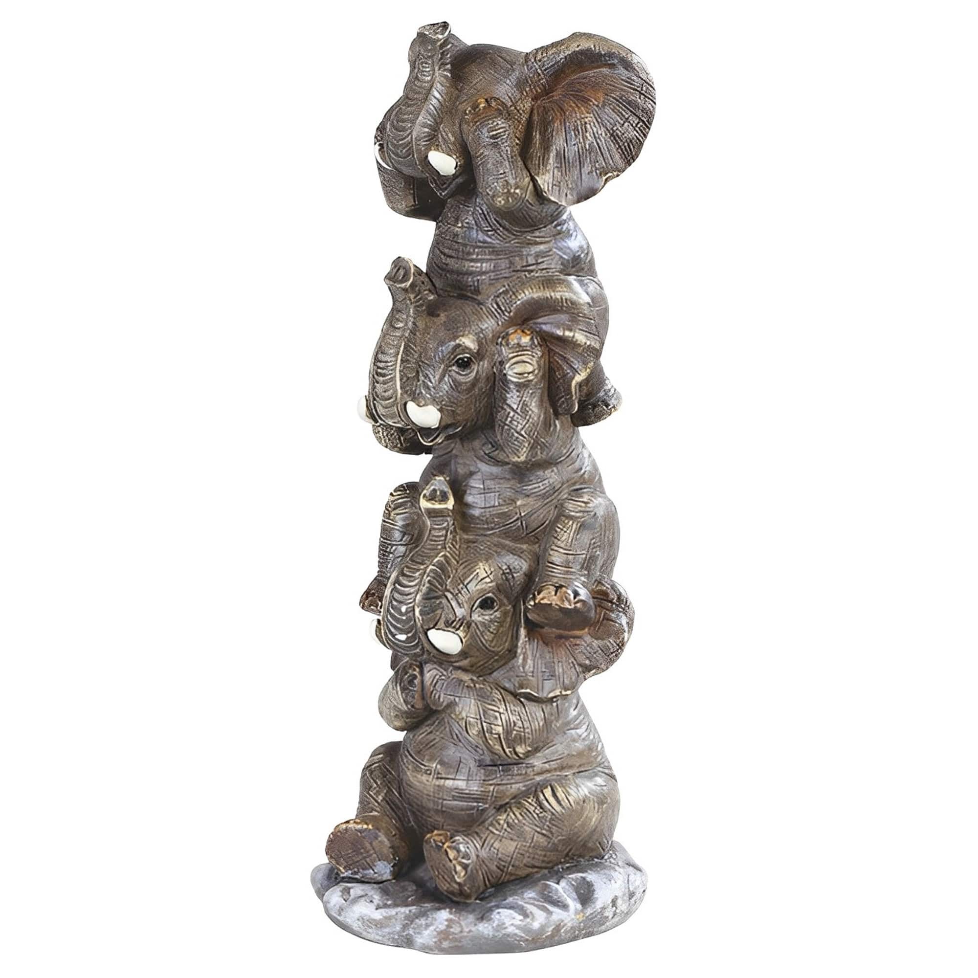 FC Design - 7.75"H 3 Stacked Elephants Hear-See-Speak No Evil Figurine Statue Office Desk Tabletop Home Decor Gift - Multi-Color