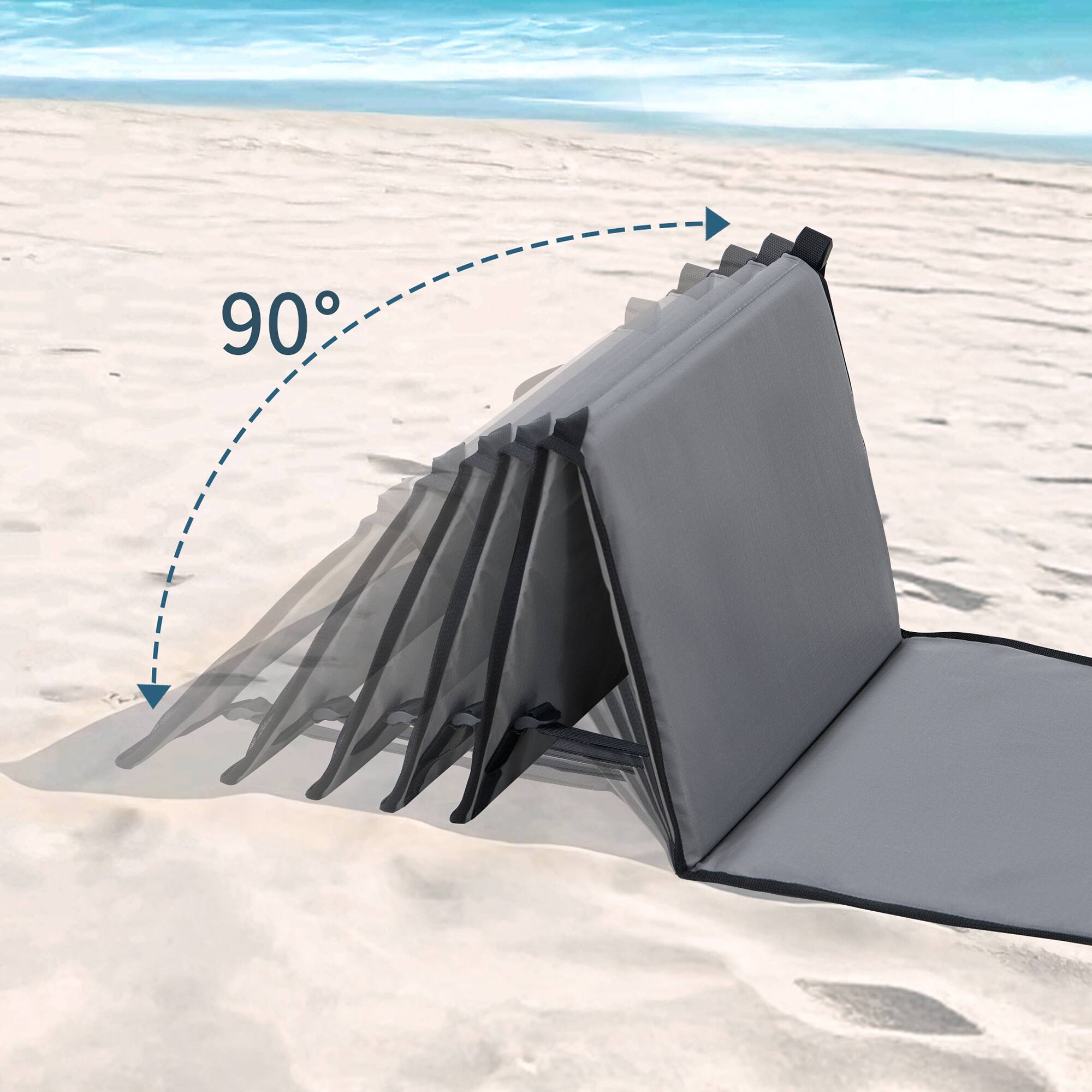 Back. SUNJOY - Sunjoy Ultra-Light Folding Chair With Backrest, Portable Beach Lounge Chair, Tanning Mat For Sunbathing Trips, Gray - Gray.
