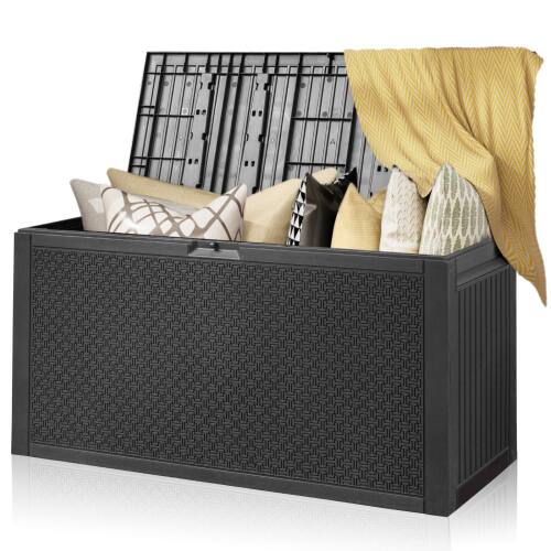 Alt View 1. Winado - 90 Gallon Portable Plastic Storage Deck Box with Lid, Store Garden Cushions Organizer Patio Cabinet for Indoor Outdoor - Black.