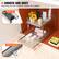 The text in the image can be grouped and corrected as follows:
- **Smooth and Quiet**: Reaching into the shadowy depths of a cabinet
- **Buffer Pad**: Reduces noise
- **Ball-bearing Rail**: Ensures smooth movement
This text highlights the features of a metal shelf unit with a ball-bearing rail and a buffer pad for smooth and quiet operation.