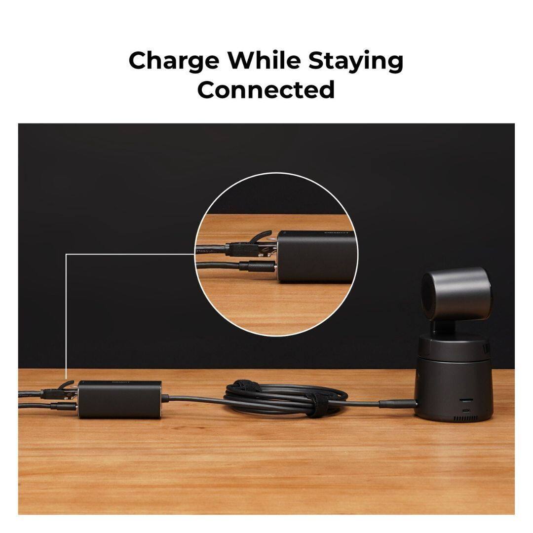 OBSBOT Ultra Compact USB Type C to Ethernet Black Adapter for Tail