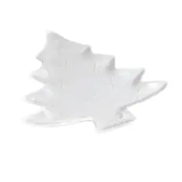 Euro Ceramica Home - Winterfest 16'' Tree Shape Ceramic Platter - White