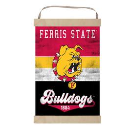 Jardine - Ferris State Bulldogs Reversible Retro Logo Banner Sign - Red