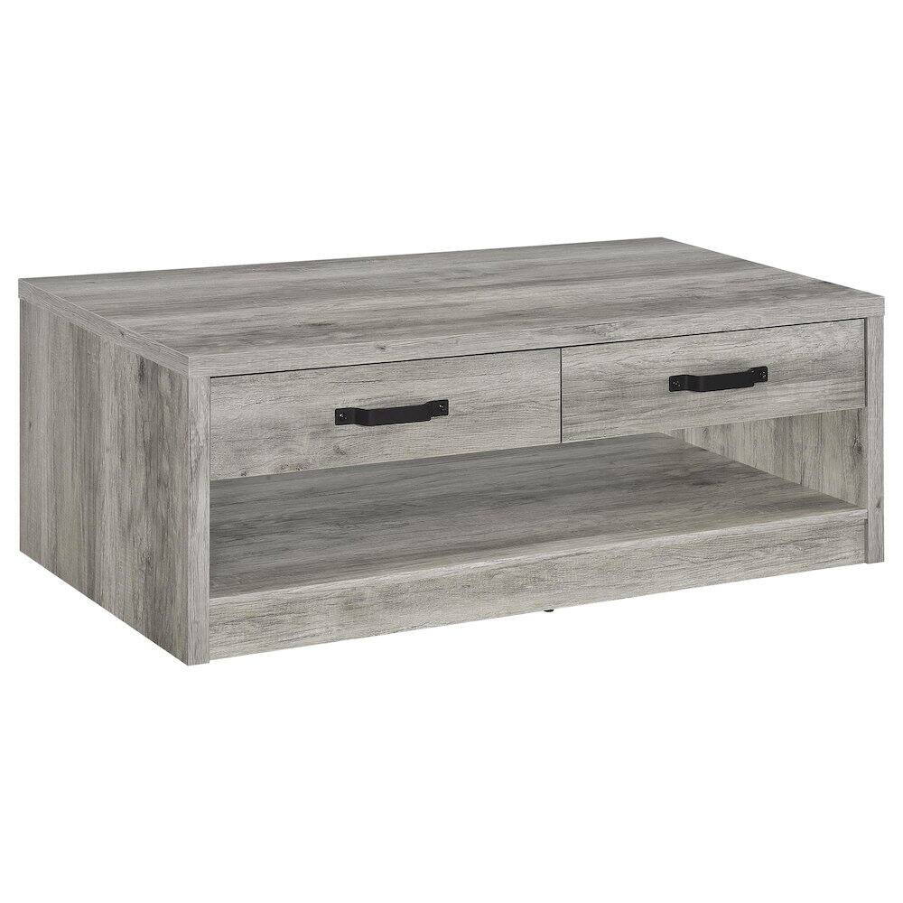 Front. Coaster Co. of America - Felix 2-drawer Engineered Wood Coffee Table Grey Driftwood - Brown.