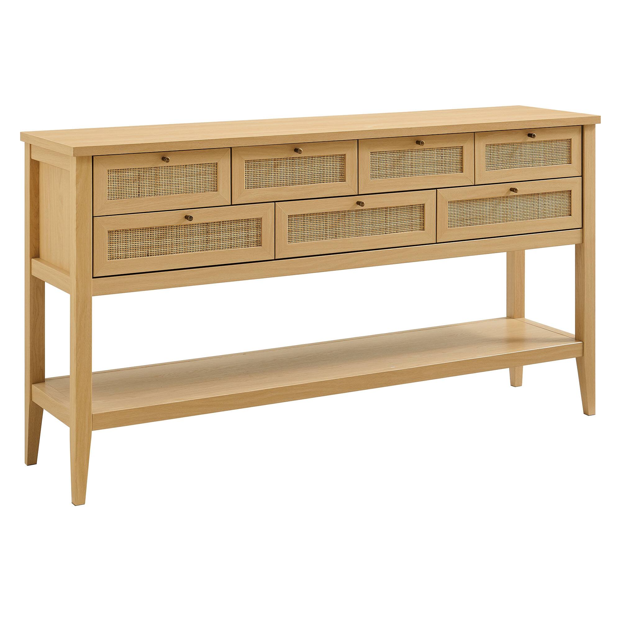 Angle. Modway - Soma 62 Inch Rattan Console Table by Modway - Oak.