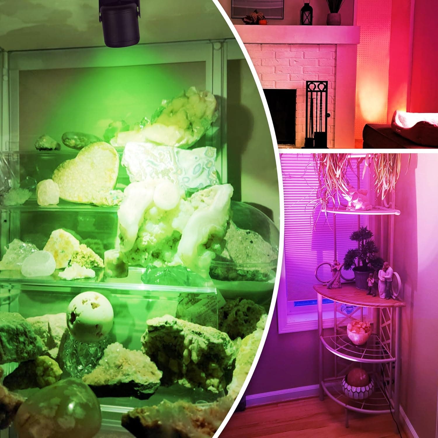 Alt View 2. FINEAK - 4 Pack RGBW Color Changing Indoor Uplights 6W 120V Plug-in with Remote.