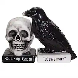 Pacific Trading - Quoth The Raven Halloween Ceramic Salt and Pepper Shakers Set - Multicolor