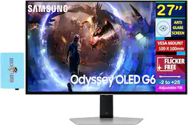 Samsung - Odyssey OLED G6 27" QHD Gaming Monitor, Anti-Glare, VESA Mount, HDMI & DKZ Hub, Color (LS27DG602SNXZA) - Silver