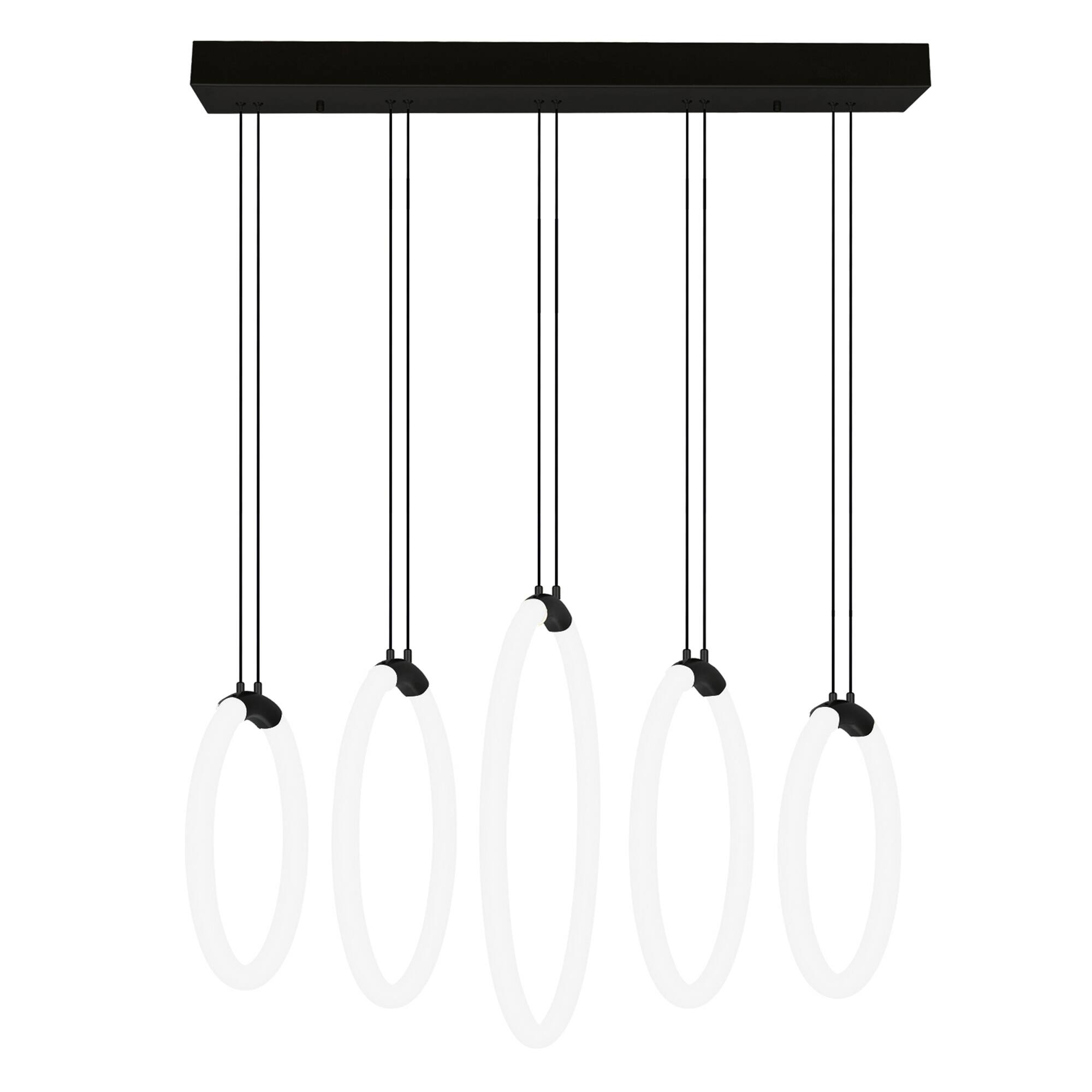 Alt View 1. CWI Lighting - Hoops 5 Light LED Chandelier With Black Finish - Black.