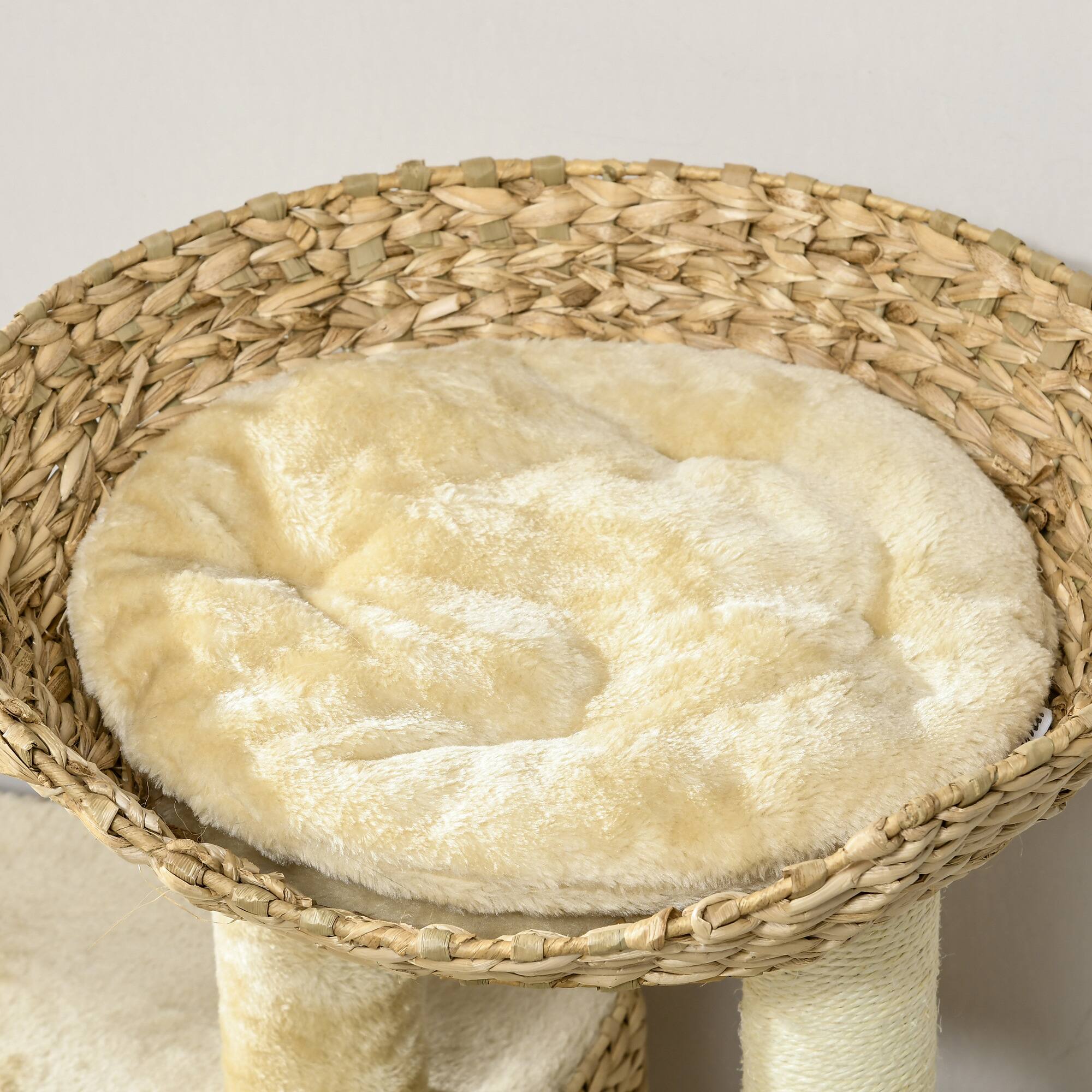 Alt View 5. Pawhut - 38" Cat Tree for Indoor Cats, Cat Tower with Scratching Posts, Ramp, Condo, Toy Balls, Platform, Bed, Ramp - Beige.