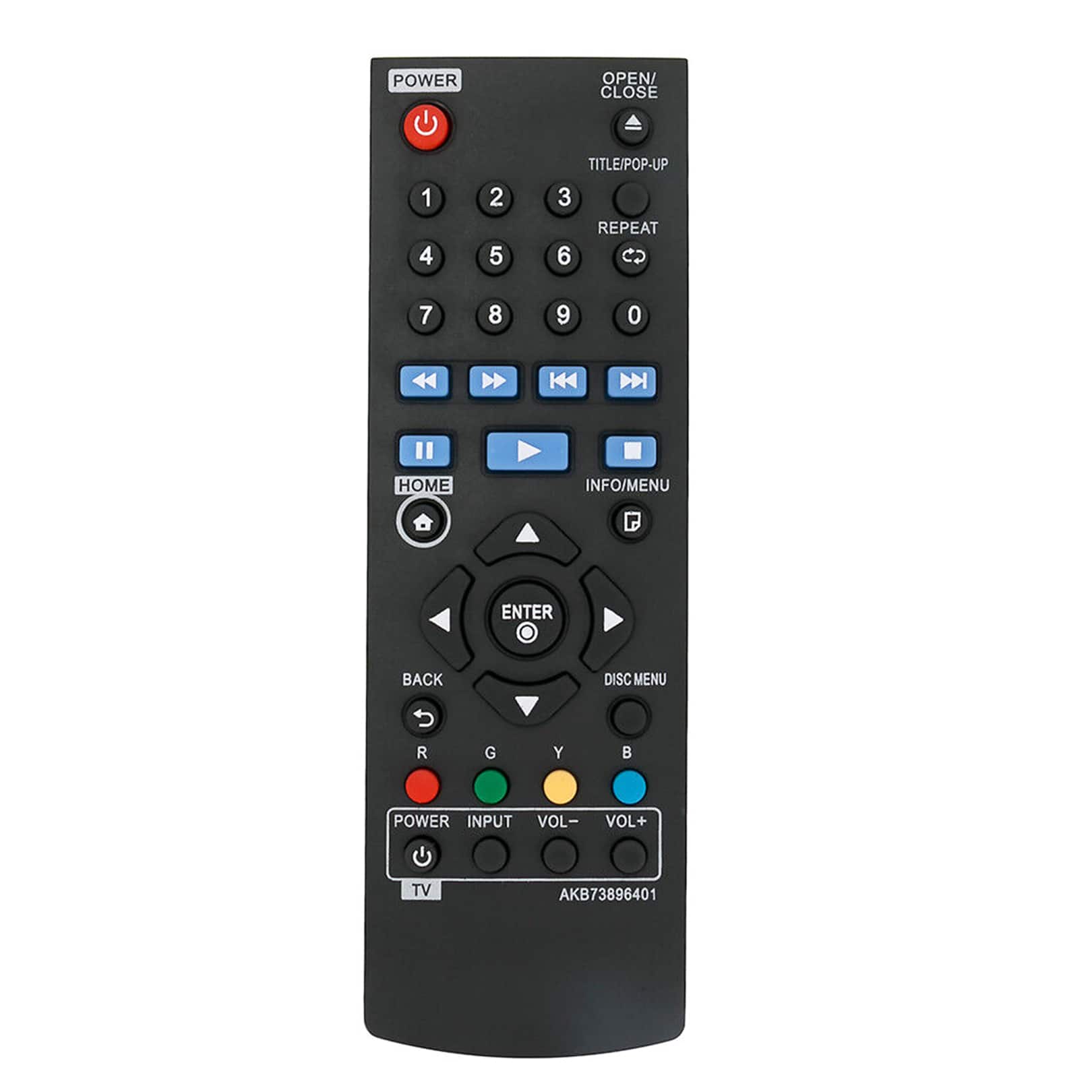 WINFLIKE - New AKB73896401 Replacement Remote Control fit for LG BLU RAY DISC DVD Player - Black