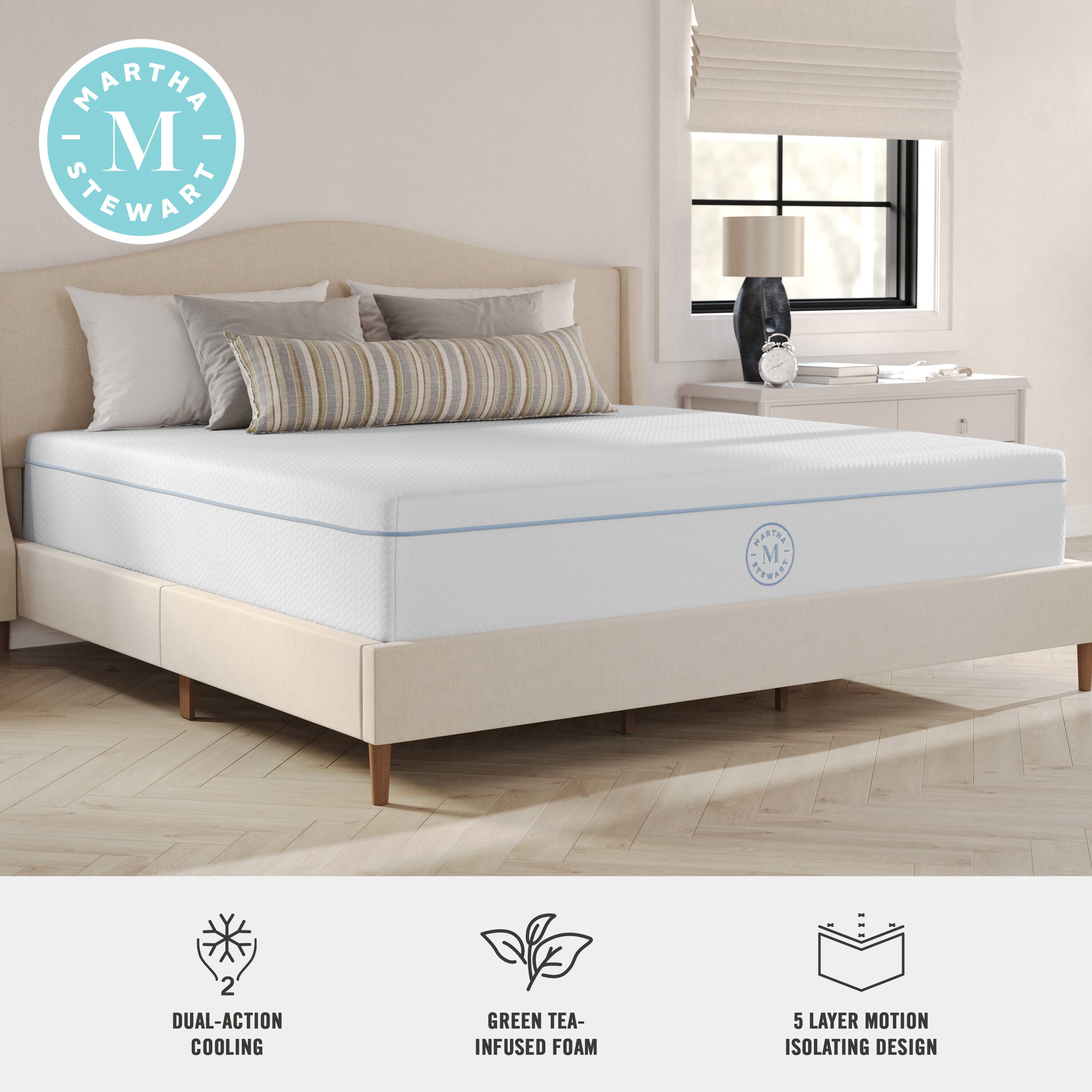 MARTHA STEWART PARTS M RENAE 2 DUAL-ACTION COOLING GREEN TEA-INFUSED FOAM 5 LAYER MOTION ISOLATING DESIGN