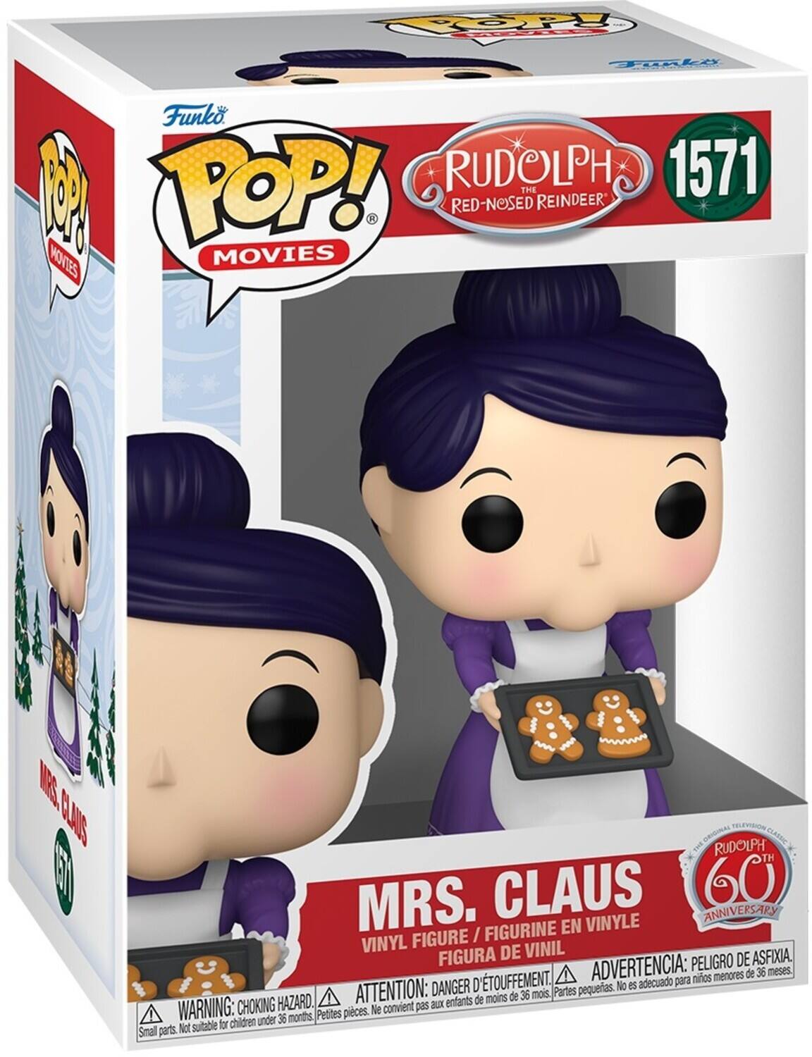 POP! Funko POP! Movies Rudolph the Red-Nosed Reindeer 1571 Mrs. Claus 60th Anniversary / Figurine en Vinyle / Figura de Vinil / Figura de Vinyl / Peligro de Asfixia. Advertencia: Peligro de asfixia. Partes pequeñas. No es adecuado para niños menores de 36 meses. Choking Hazard. Warning: Choking Hazard. Small parts. Not suitable for children under 36 months.