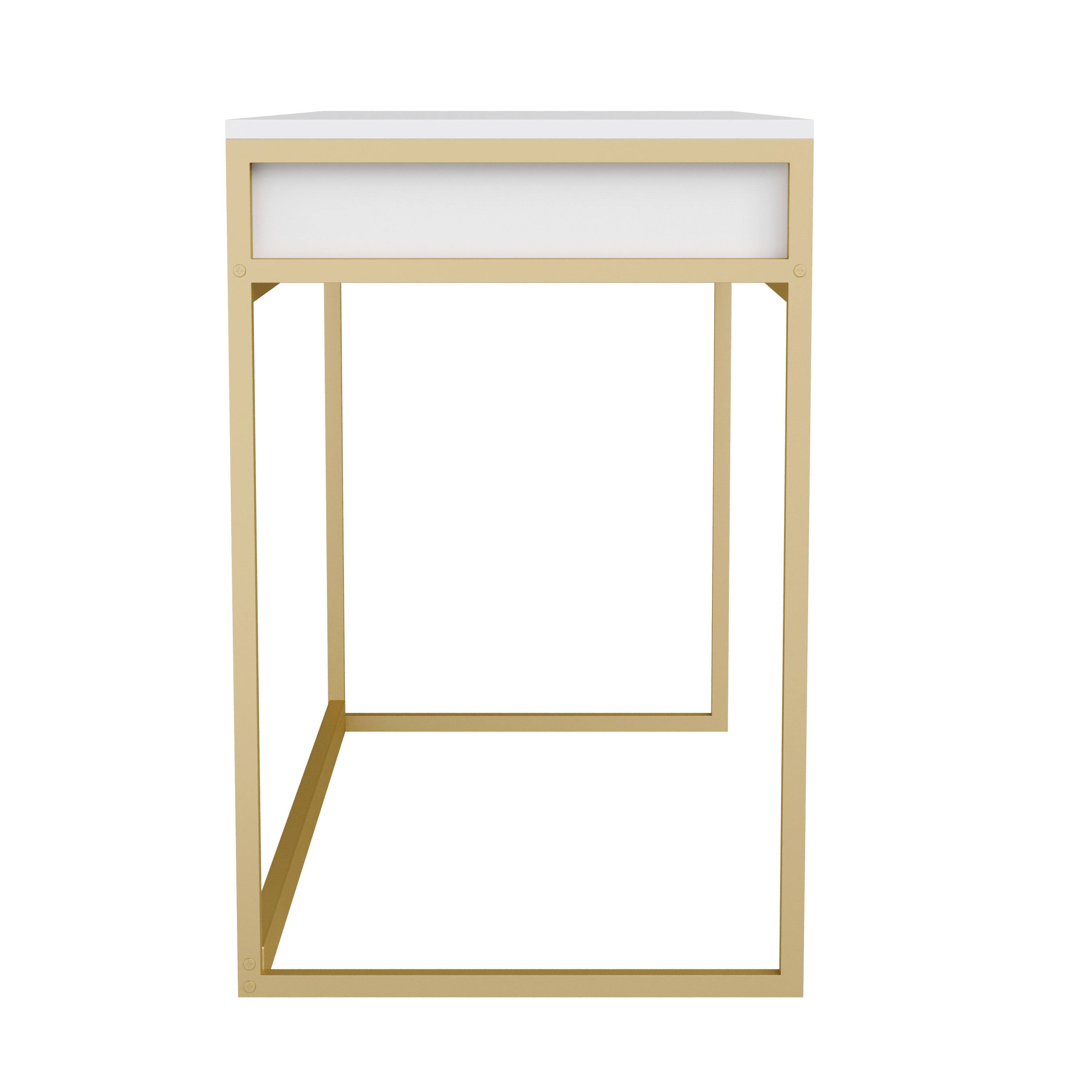 Alt View 19. Martha Stewart - Ollie White 3 Drawer Home Office Desk - White Top/Polished Brass Frame.