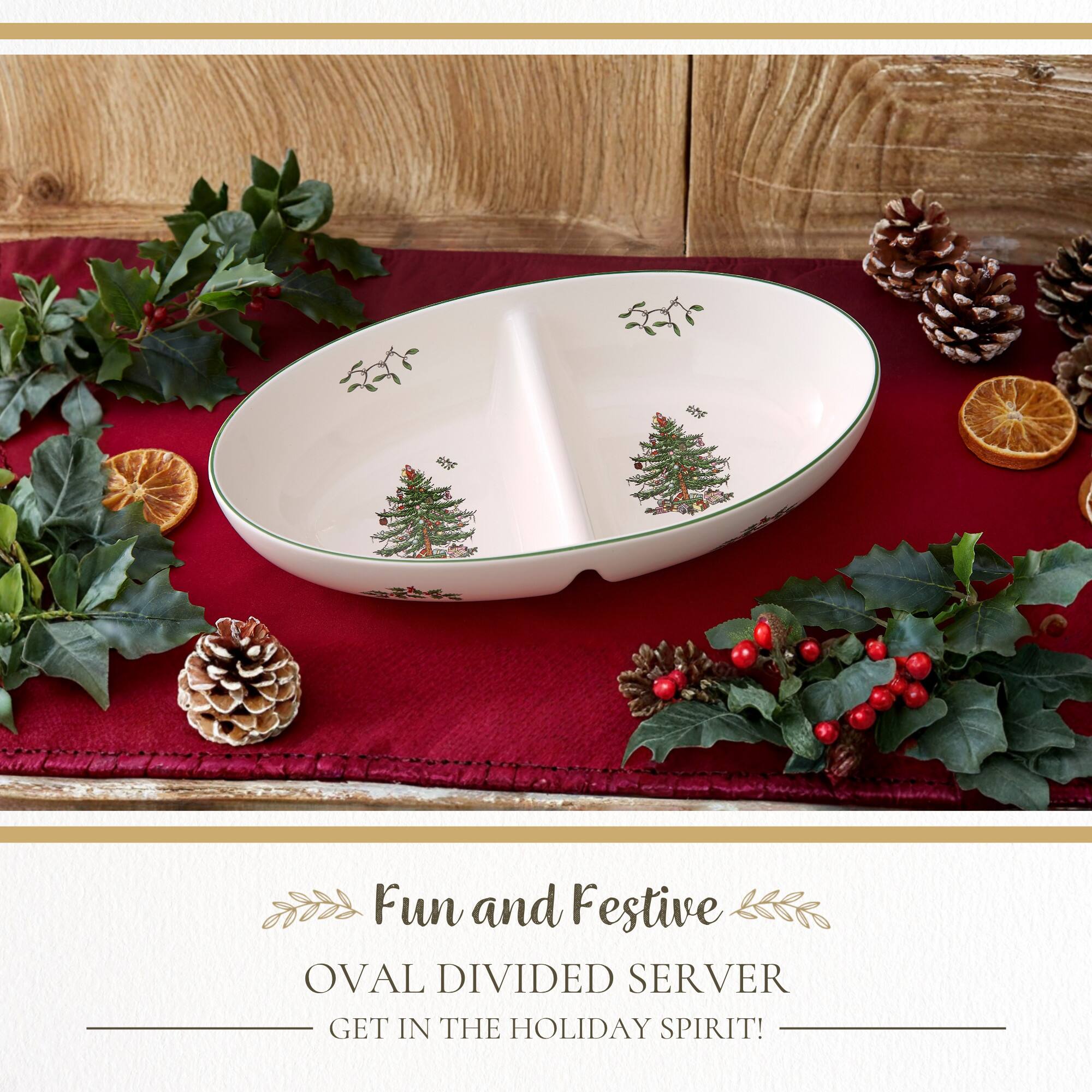 Fun and Festive  
OVAL DIVIDED SERVER  
GET IN THE HOLIDAY SPIRIT!