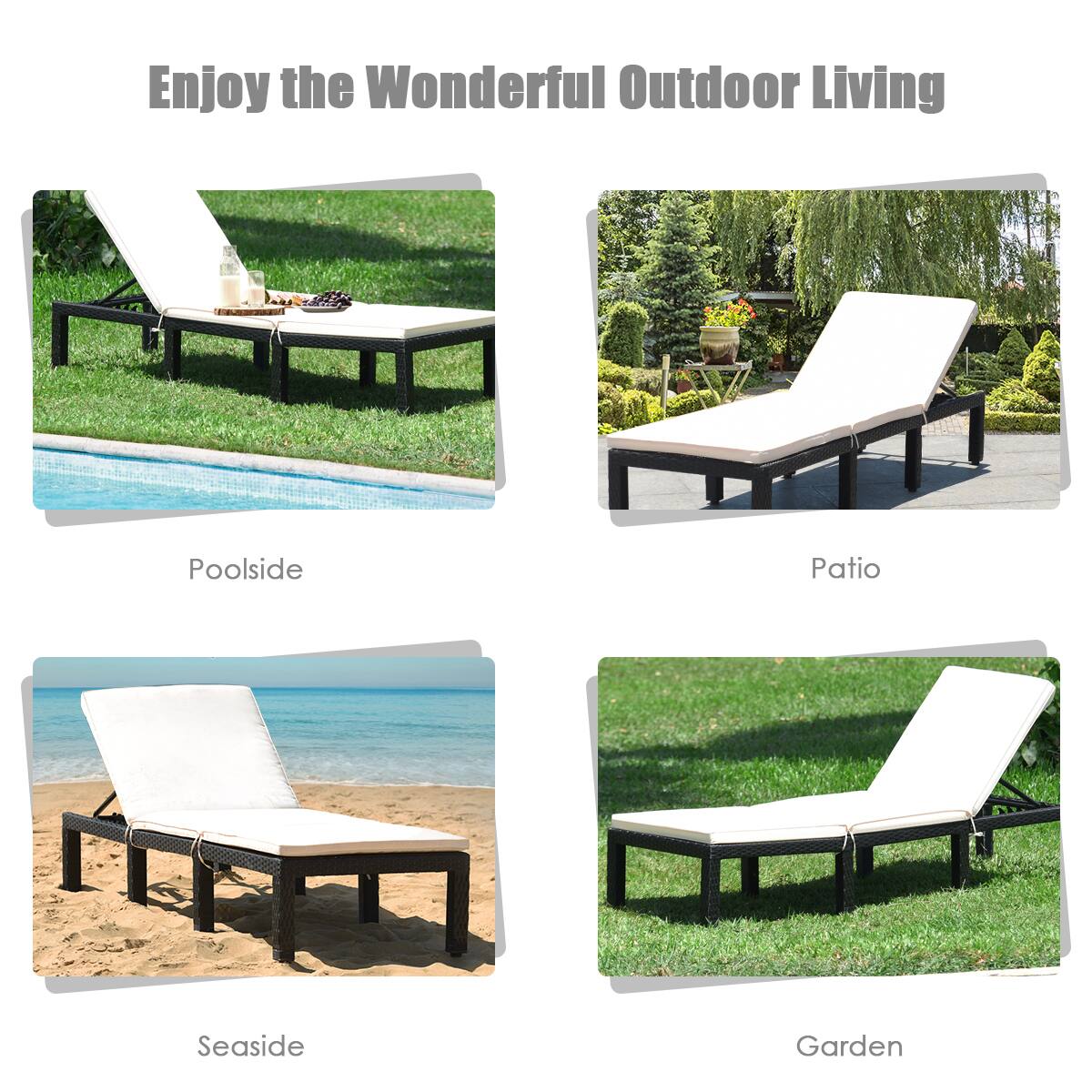 Enjoy the Wonderful Outdoor Living

Poolside
Patio
Seaside
Garden