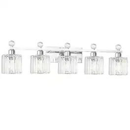 Dazzling Pops - Modern Crystal Bathroom Vanity Light s Fixtures Chrome Over Mirror Bath Vintage Wall Mounted Lamps For Livi - Chrome 5 light-Round