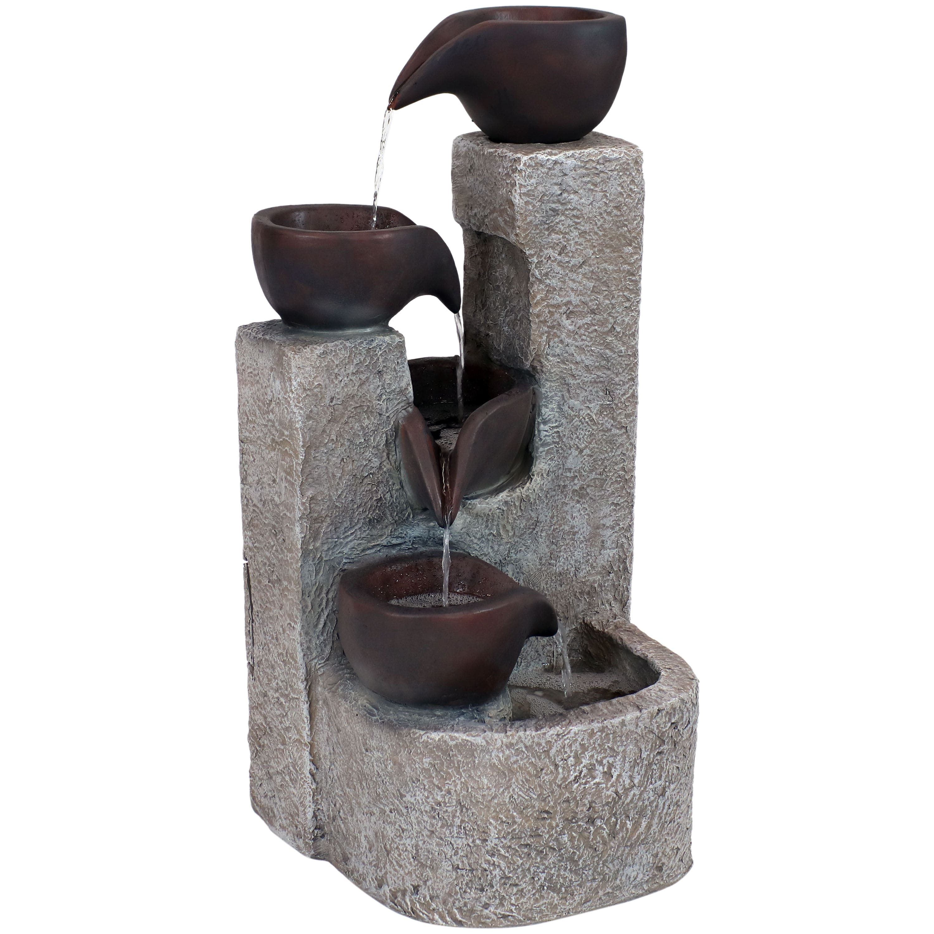 Sunnydaze - Aged Tiered Vessels Solar Water Fountain with Battery - 29 in - Gray price history on PriceWatchPro