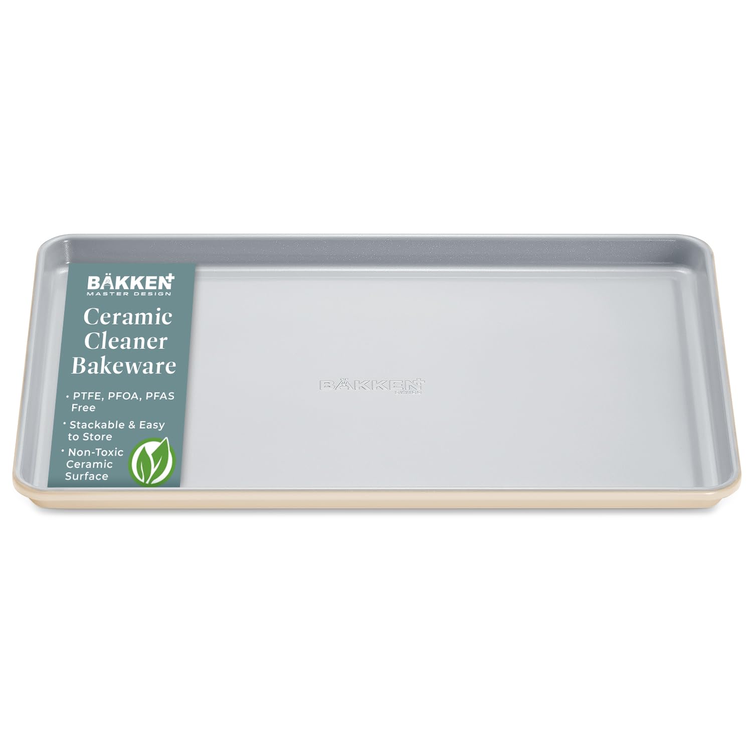 Bakken- Swiss - Bakken 10x15.5 Non-Stick Cookie Sheet – Non-Toxic Ceramic, Easy to Clean, Aluminum Bakeware in Elegant - Cream